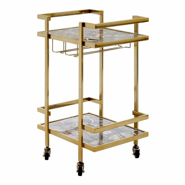 Drummond Metal Bar Cart Canora Grey Colour: Gold on Productcaster.