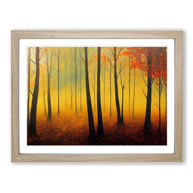 Enviable Autumn Forest - Picture Frame Graphic Art Alpen Home Size: 46cm H x 64cm W x 2cm D, Frame Colour: Oak on Productcaster.