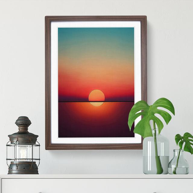 Blissful Abstract Sunset - Picture Frame Painting 17 Stories Size: 46cm H x 34cm W x 2cm D, Frame Colour: Walnut on Productcaster.