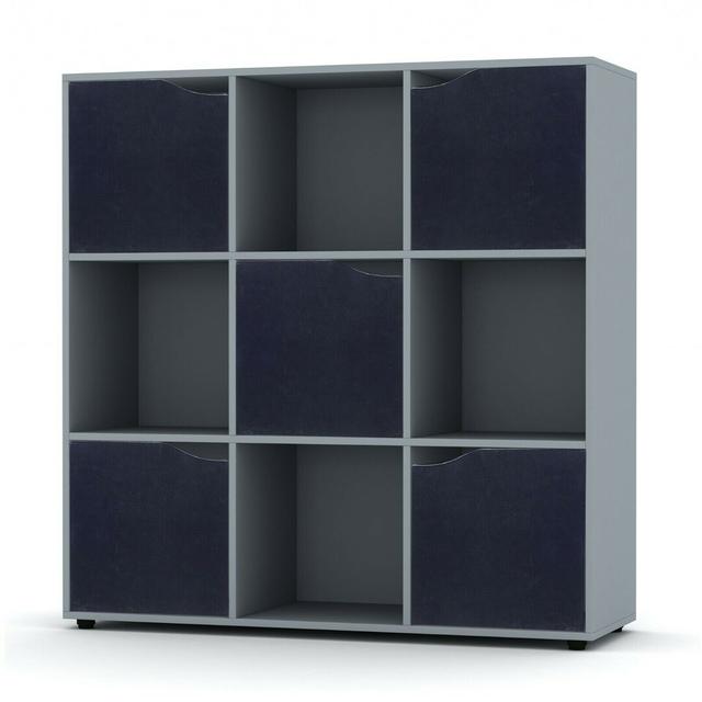 Swarna 9 Cube Wooden Bookcase 17 Stories Colour: Grey/Black on Productcaster.