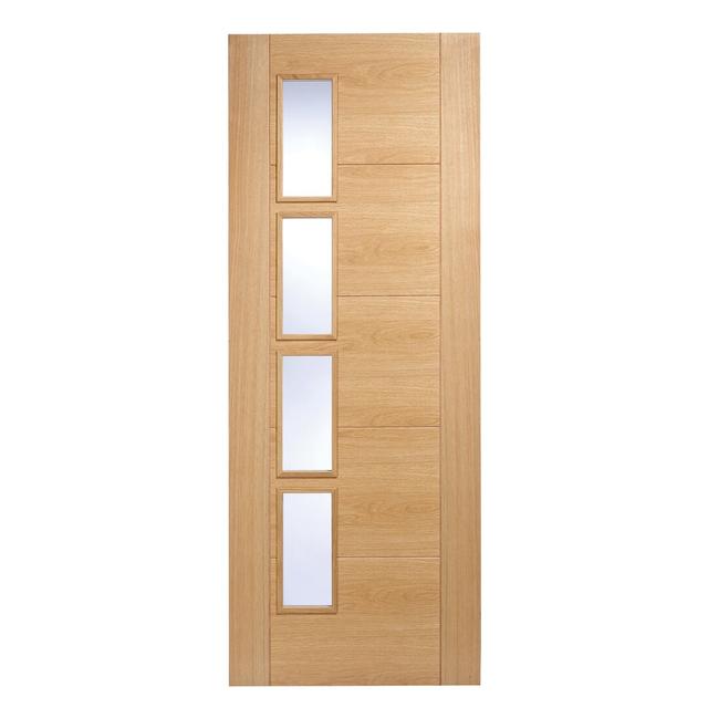 Vancouver 4L Offset Glazed Prefinished Oak Internal Door LPD Doors Door Size: 204 cm H x 72.6 cm W x 4 cm D on Productcaster.