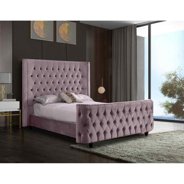 Harmony Bed Super King Plush Velvet Grey Envisage Trade Size: Super King (6'), Colour: Pink on Productcaster.