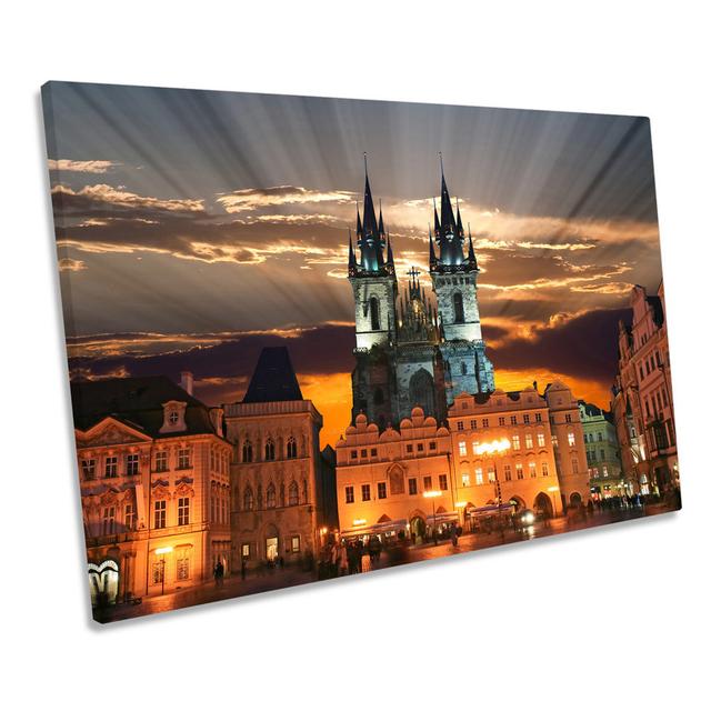 Prague Cathedral City - Wrapped Canvas Print Ebern Designs Size: 50.8cm H x 76.2cm W on Productcaster.