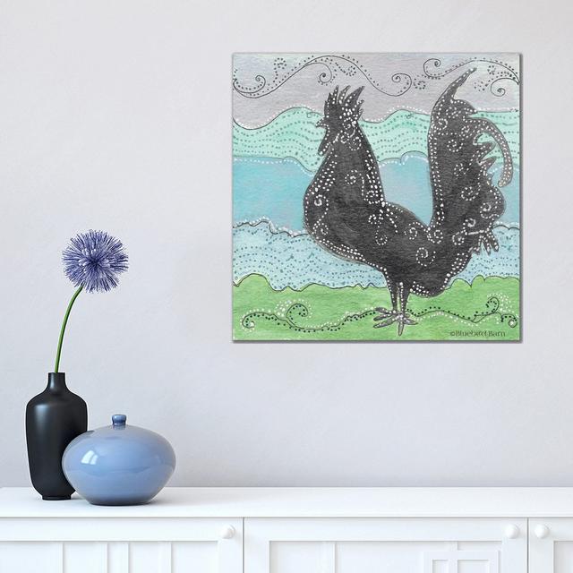 Whimsical Swirly Rooster by Bluebird Barn - Wrapped Canvas Painting August Grove Size: 45.72cm H x 45.72cm W x 1.905cm D on Productcaster.