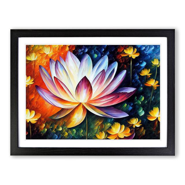 Painted Lotus Flower Vol.4 - Picture Frame Painting Marlow Home Co. Format: Black Framed, Size: 25cm H x 34cm W x 2cm D on Productcaster.