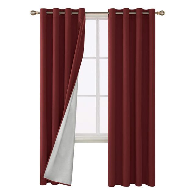 Queana Polyester Blackout Grommet / Eyelet Curtain Pair 17 Stories Panel Size: 53cm Width x 240cm Drop, Curtain Colour: Red on Productcaster.