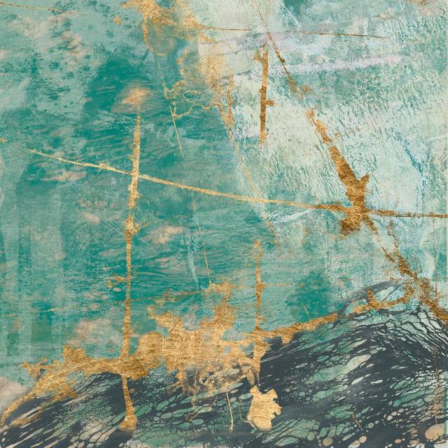 Teal Lace II by Jennifer Goldberger - Wrapped Canvas Painting Print Metro Lane Size: 91cm H x 91cm W x 3.8cm D on Productcaster.