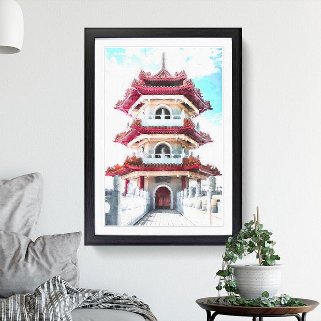 Chinese Garden in Singapore - Picture Frame Graphic Art East Urban Home Frame Option: Black Framed, Size: 65cm H x 48cm W x 2cm D on Productcaster.