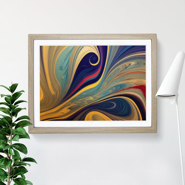 Abstract Marbling Art Vol.4 - Picture Frame Graphic Art Fairmont Park Size: 46cm H x 64cm W x 2cm D, Frame Colour: Oak on Productcaster.