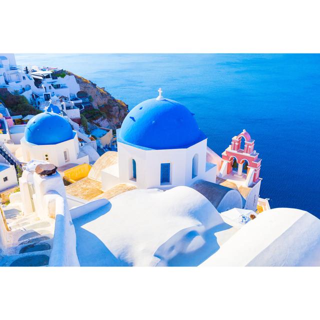 View of Oia the Most Beautiful Village of Santorini Island - Wrapped Canvas Photograph Ebern Designs Size: 61cm H x 91cm W on Productcaster.