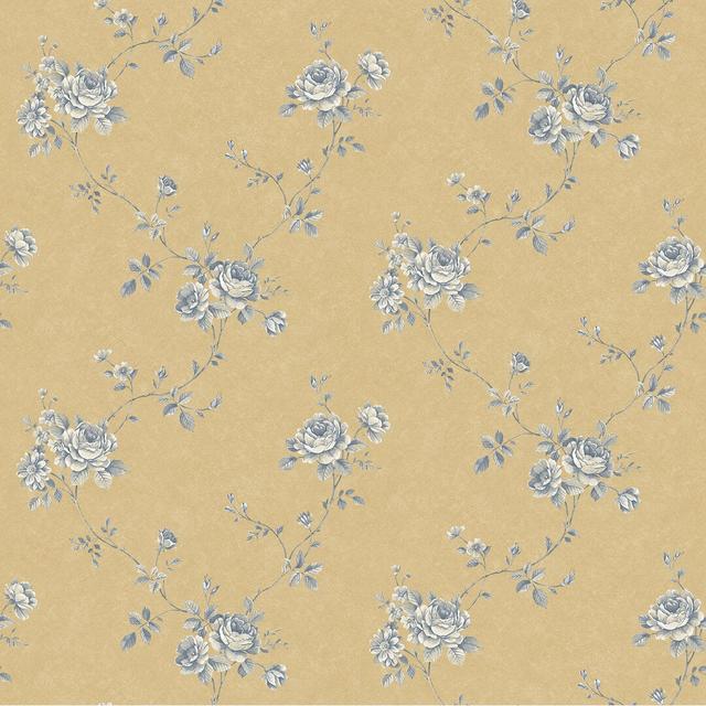 Moffitt 10m x 53cm Textured Satin Wallpaper Roll Lily Manor Colour: Blue/Ochre on Productcaster.