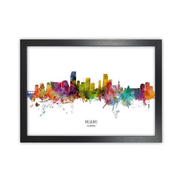 Miami Florida Skyline by Michael Tompsett - Graphic Art Latitude Run Format: Black Framed, Size: 25cm H x 34cm W x 3cm D on Productcaster.