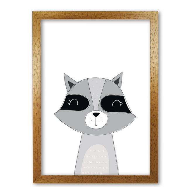 Scandi Raccoon - Painting East Urban Home Size: 30 cm H x 21 cm W x 5 cm D, Format: Honey Oak Frame on Productcaster.