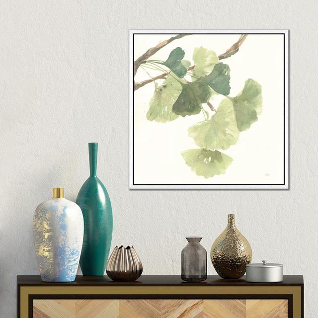 Light Gingko Leaves I by Chris Paschke - Wrapped Canvas Painting ClassicLiving Size: 45.72cm H x 45.72cm W x 3.8cm D, Format: White Floater Frame on Productcaster.