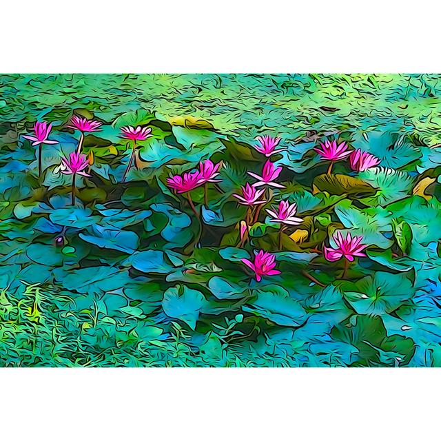 Leinwandbild Oil Paint of Red Water Lily Bloomsbury Market Größe: 81 cm H x 122 cm B x 3,8 cm T on Productcaster.