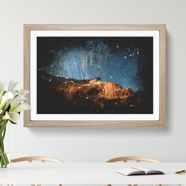 Stars Above the Mountains Paint Splash - Picture Frame Graphic Art East Urban Home Frame Option: Oak, Size: 65cm H x 90cm W x 2cm D on Productcaster.