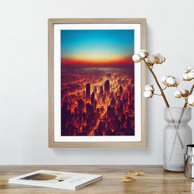 View Of A City Skyline No.3 17 Stories Matte Colour: White, Size: 36cm H x 27cm W, Format: Oak Framed on Productcaster.