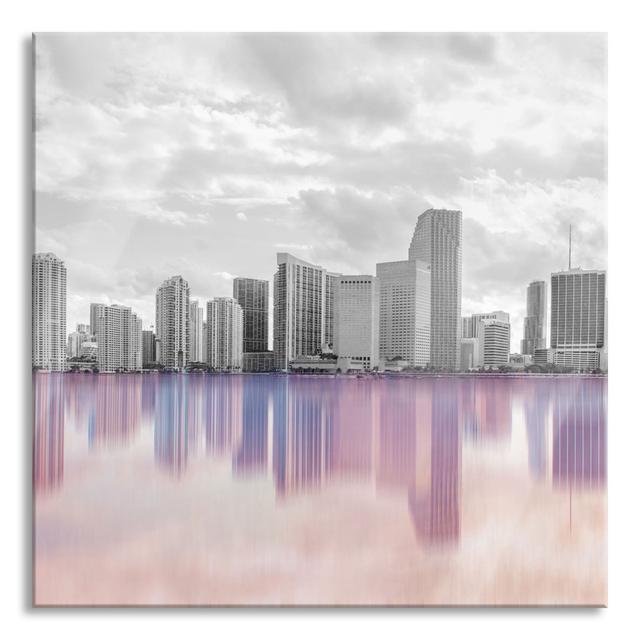 Glasbild Miami, Florida Skyline Ebern Designs Größe: 70 cm H x 70 cm B x 0,4 cm T on Productcaster.