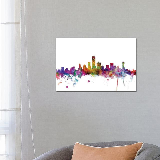 Dallas, Texas Skyline by Michael Tompsett - Wrapped Canvas Gallery-Wrapped Canvas Giclée Latitude Run Size: 45.72cm H x 66.04cm W x 1.91cm D on Productcaster.