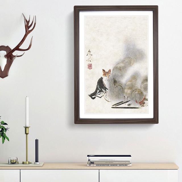 Fox by a Fire by Shibata Zeshin - Picture Frame Painting Print East Urban Home Frame Option: Walnut Framed, Size: 48cm H x 36cm W x 2cm D on Productcaster.