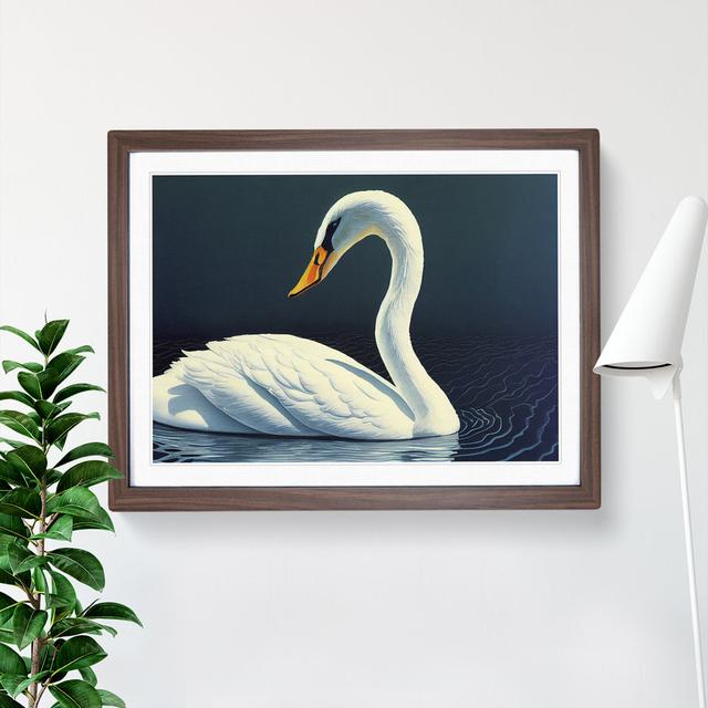 Dazzling Swan - Picture Frame Graphic Art ClassicLiving Frame Colour: Walnut Framed, Size: 34cm H x 46cm W x 2cm D on Productcaster.