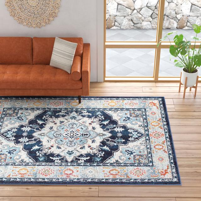 Dax Power Loom Blue/Beige/Orange Rug Langley Street Rug Size: Runner 76 x 244cm on Productcaster.