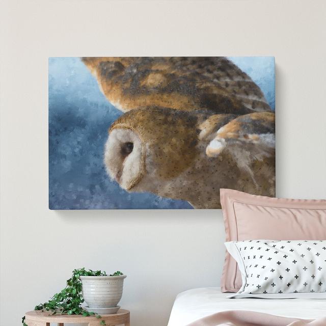 Barn Owl In The Snow Painting - Wrapped Canvas Graphic Art East Urban Home Size: 35cm H x 50cm W x 3cm D on Productcaster.