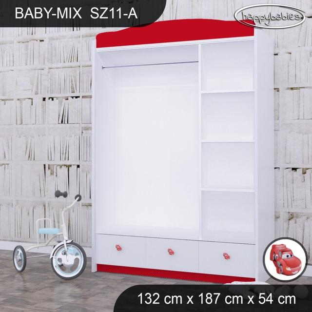 Baby 3 Door Wardrobe Happy Babies Colour: Red/White/Red on Productcaster.