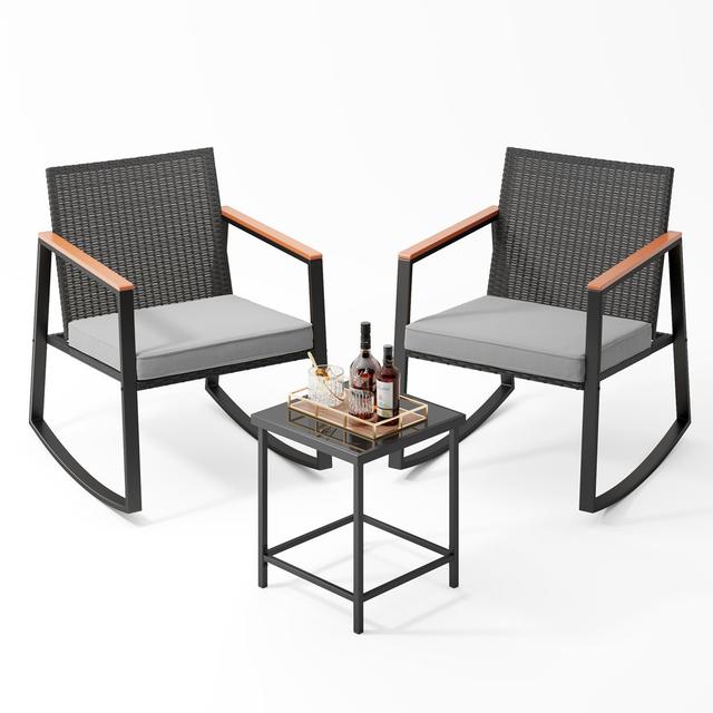 2-Sitzer Lounge-Set Schelley mit Polster 17 Stories Farbe des Stoffs: In Grau on Productcaster.