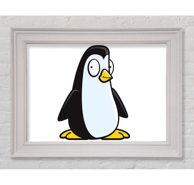 Funny Penguin White Framed Print - Single Picture Frame Print on Canvas Harriet Bee Colour: White, Size: 84.1cm H x 118.9cm W x 1.5cm D, Format: Natur on Productcaster.