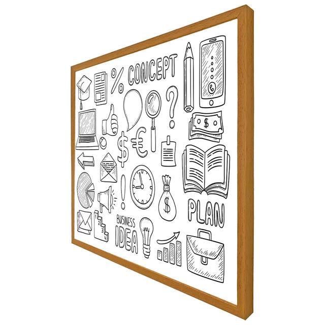 Business Doodles - Single Picture Frame Print George Oliver Frame Option: Oak, Size: 76cm H x 76cm W x 4cm D on Productcaster.