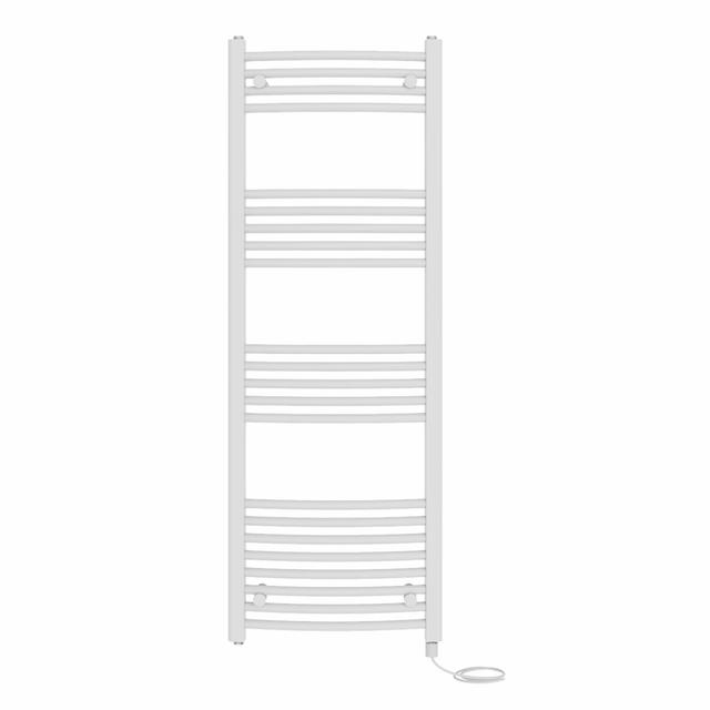 Cioffred Curved Towel Rail Heated Towel Rails Metro Lane Size: 140cm H x 50cm W x 5.2cm D, Finish: White on Productcaster.