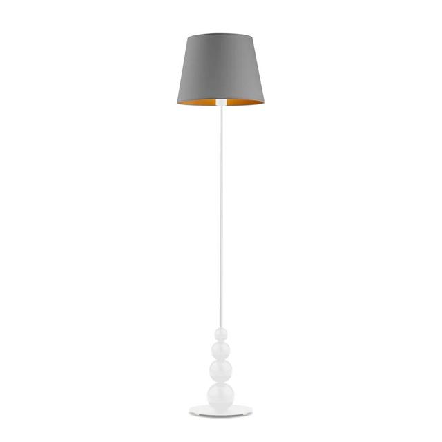 174 cm Stehlampe Caines Mercer41 Gestellausführung: Weiß, Schirmfarbe: Grau on Productcaster.