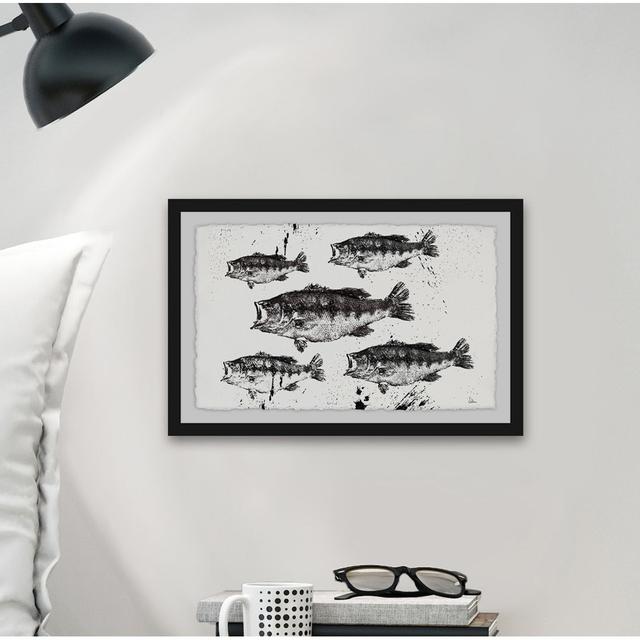 Black and White Fish by Julia Posokhova - Picture Frame Graphic Art Print on Paper East Urban Home Size: 61 cm H x 91 cm W x 4cm D on Productcaster.