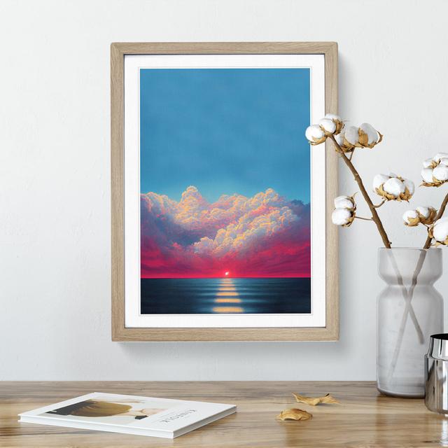 Tremendous Ocean Sunset House of Hampton Size: 34cm H x 25cm W x 2cm D, Frame Colour: Oak Framed on Productcaster.