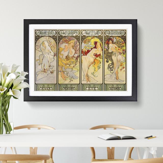 The Four Seasons by Alphonse Mucha - Picture Frame Painting East Urban Home Size: 36cm H x 48cm W x 2cm D, Frame Option: Black on Productcaster.