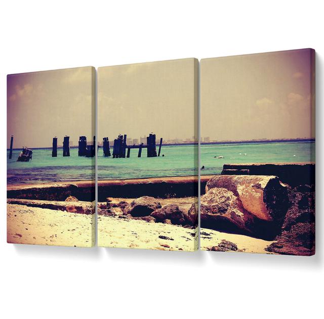 Old Harbour Canvas 3 Panel Set Highland Dunes Size: 142.2cm H x 304.8cm W on Productcaster.