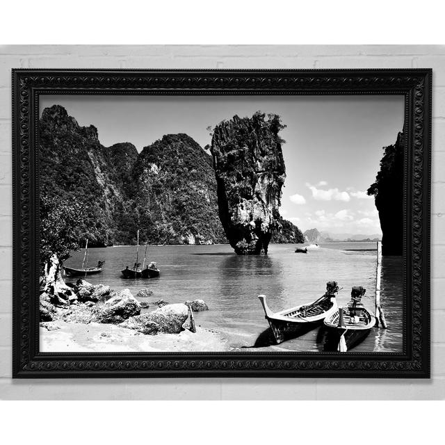 Paradise Island Boats B N W Framed Print Bright Star Size: 21cm H x 29.7cm W on Productcaster.