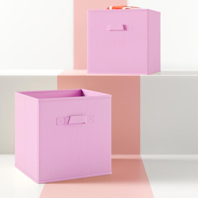 Fabric Cube or Bin (Set of 3) Hashtag Home Colour: Light Pink, Size: 27cm H x 21.5cm W x 24.5cm D on Productcaster.