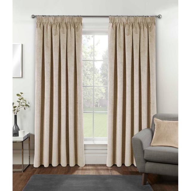 Alene Pencil Pleat Blackout Thermal Curtains Brayden Studio Colour: Cream, Panel Size: 117 W x 137 D cm on Productcaster.