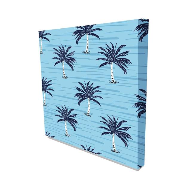 Blue Sky Blue Palm - Wrapped Canvas Print East Urban Home Size: 127 cm H x 127 cm W on Productcaster.