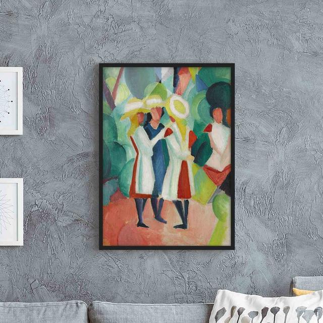 Three Girls by August Macke - Picture Frame Painting Marlow Home Co. Size: 70cm H x 50cm W x 2cm D, Frame Option: Black Framed on Productcaster.