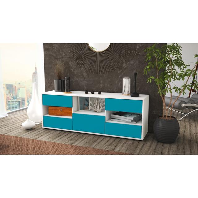 Yearby TV Stand for TVs up to 39" Brayden Studio Colour: Turquoise / Matte White on Productcaster.