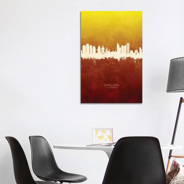 Oakland California Skyline Red Gold by Michael Tompsett - Wrapped Canvas Graphic Art Latitude Run Size: 101.6cm H x 66.04cm W x 1.905cm D on Productcaster.