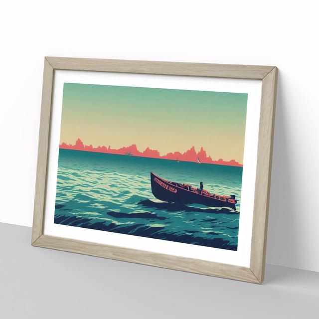 Riding the Boat - Picture Frame Painting Breakwater Bay Size: 46cm H x 64cm W x 2cm D, Frame Colour: Oak on Productcaster.