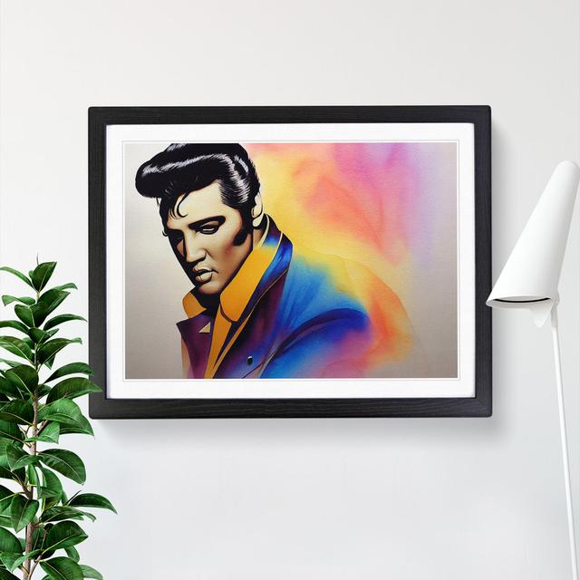 Watercolour Elvis Presley - Single Picture Frame Print 17 Stories Frame Colour: Black Framed, Size: 46cm H x 64cm W x 2cm D on Productcaster.