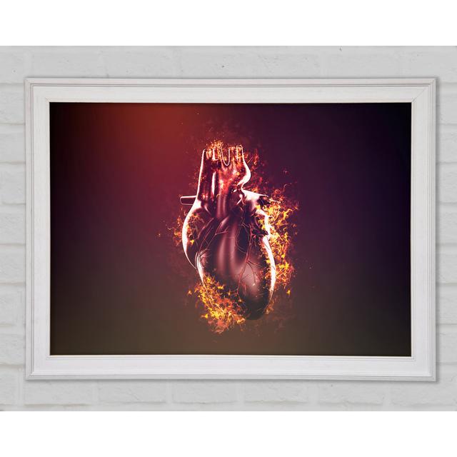 Flaming Heart - Single Picture Frame Art Prints Happy Larry Size: 21cm H x 29.7cm W x 1.5cm D, Format: White Framed Paper on Productcaster.