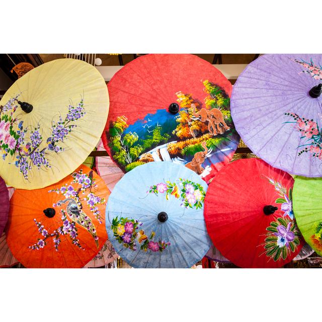 Colourful Umbrellas by Colorful Umbrellas - Wrapped Canvas Art Prints Latitude Run Size: 30cm H x 46cm W x 3.8cm D on Productcaster.