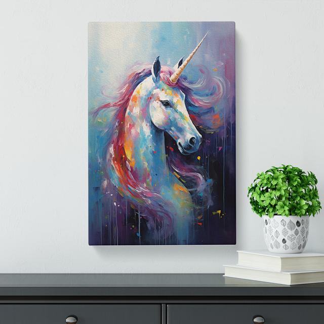 Unicorn Impressionism Art Happy Larry Size: 76cm H x 50cm W x 3cm D on Productcaster.