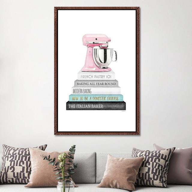 Baking Grey and Teal Bookstack with Pink Mixer by Amanda Greenwood - Painting Print on Canvas Fairmont Park Size: 152.4cm H x 101.6cm W x 3.81cm D, Fo on Productcaster.